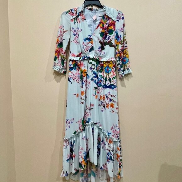 HUNTER BELL DRESS SZ 4 WILDFLOWERS RUFFLE TIERED EMBELLISHMENT AESTHETIC CHIC - Picture 7 of 16